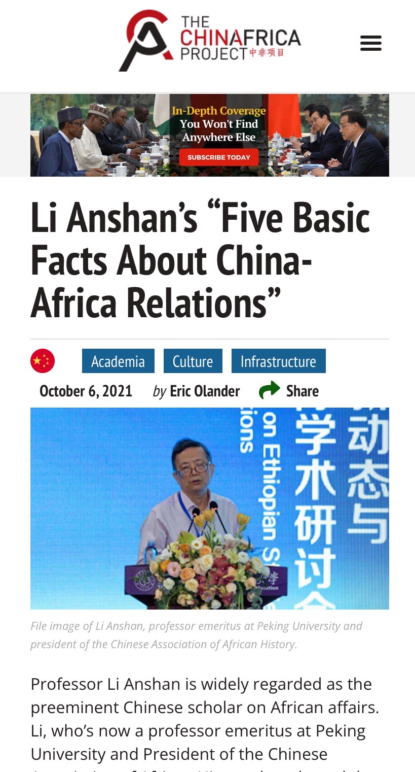 Li Anshan’s “Five Basic Facts About China-Africa Relations”